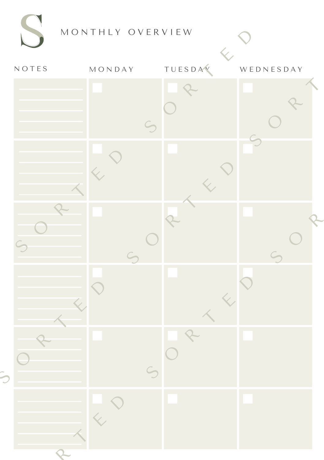 Monthly Calendar Overview