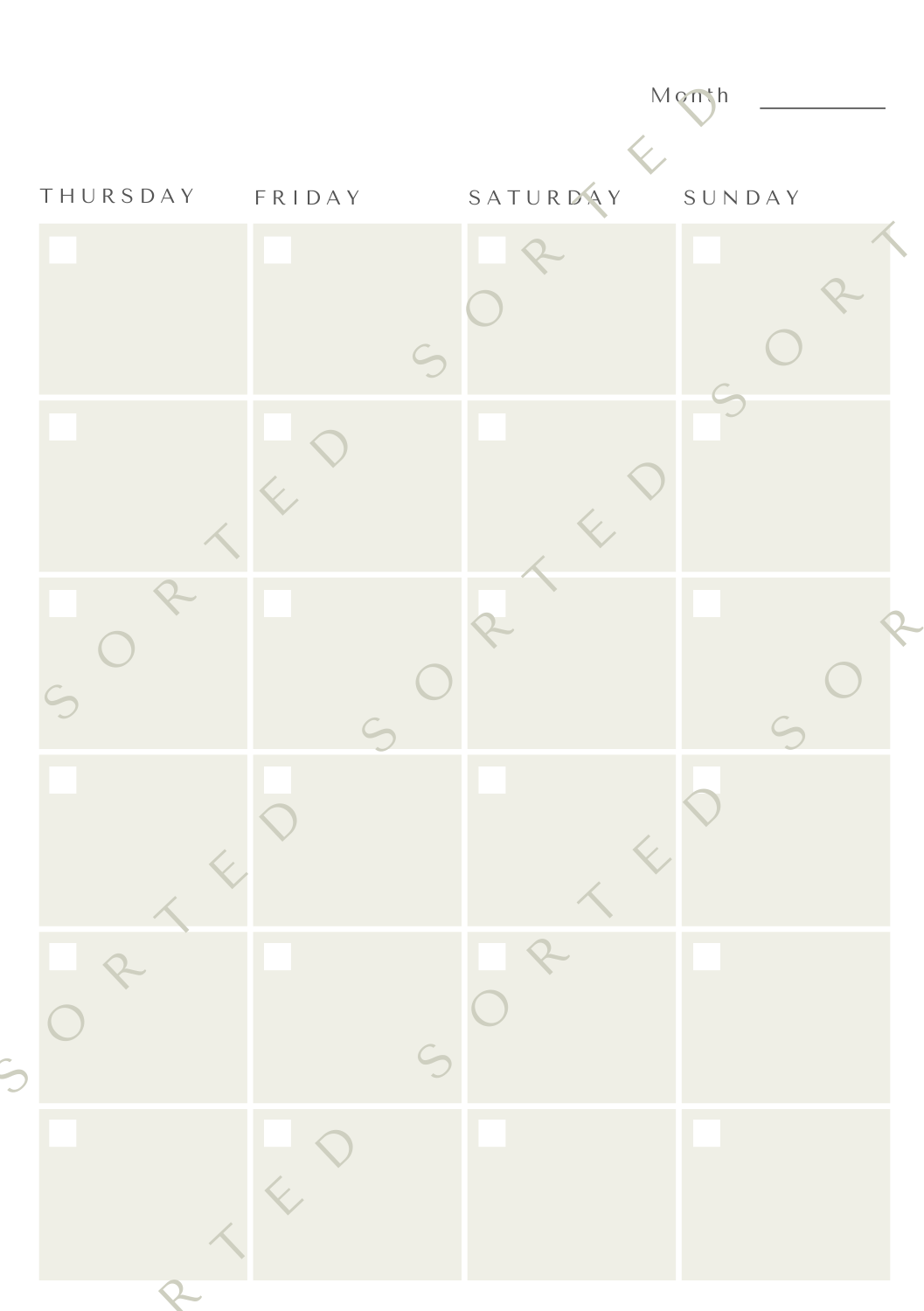 Monthly Calendar Overview